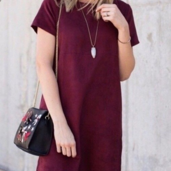 t shirt dress burgundy